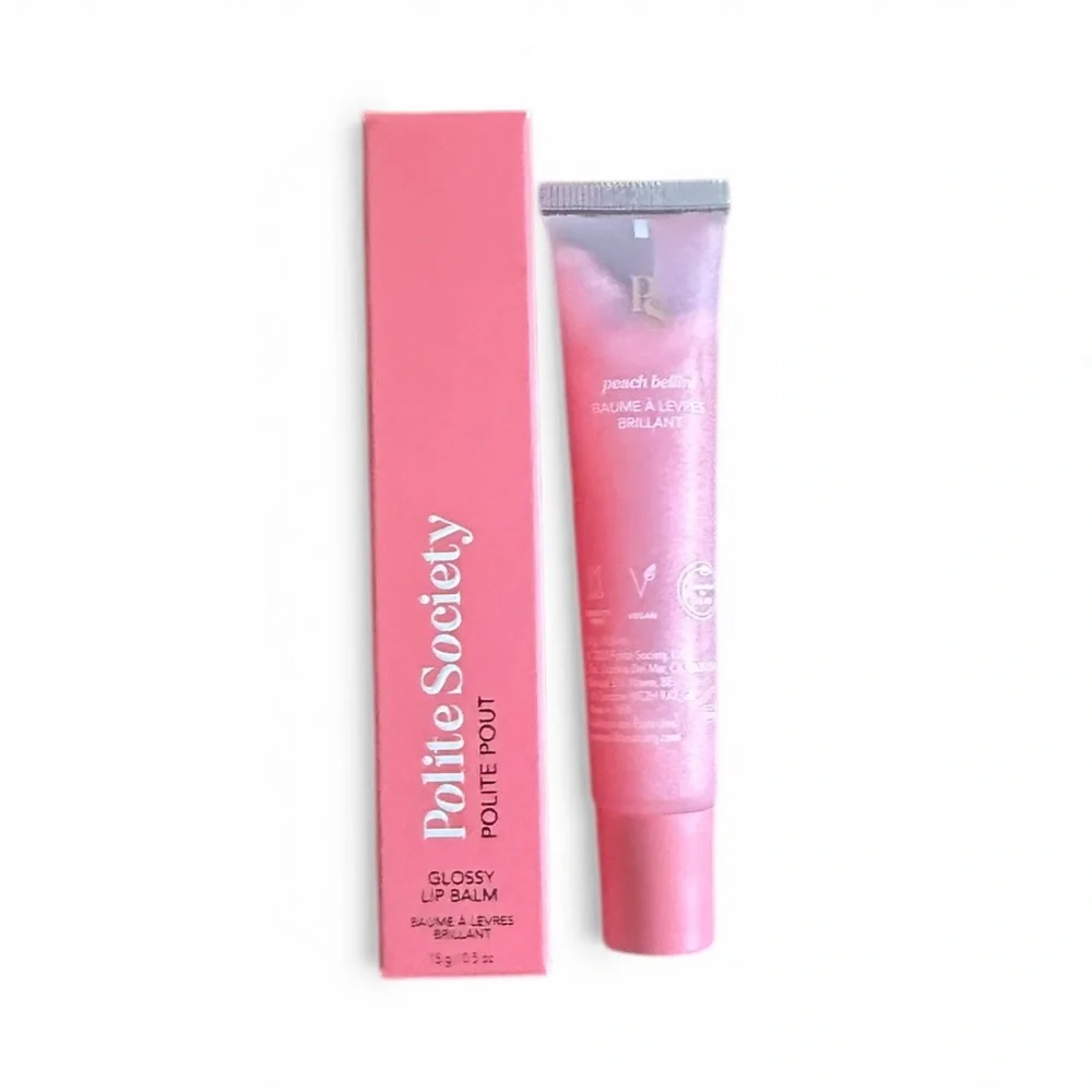 Polite Society Polite Pout Glossy Lip Balm — Peach Bellini 15g-.50 OZ
